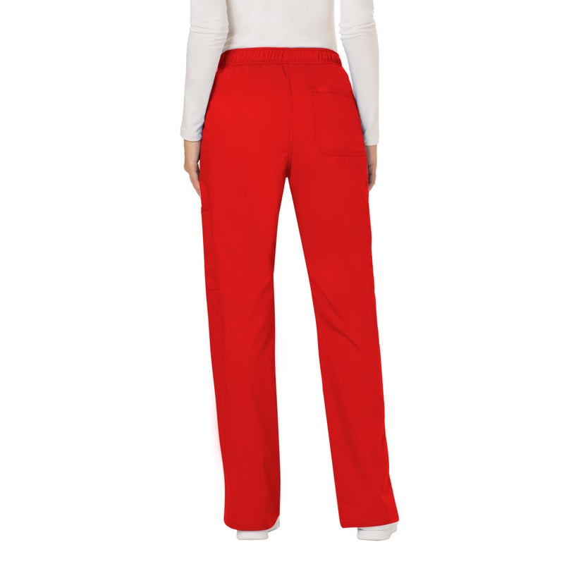 Cherokee WW Revolution by Cherokee Women's Mid Rise Moderate Flare Drawstring Pant Petite, Red, Medium Petite - Image 2